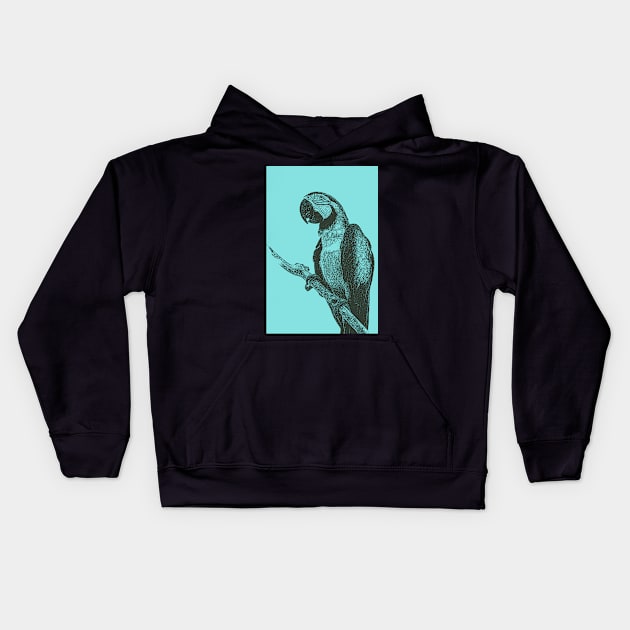 Macaw Bitmap Effect Kids Hoodie by Animalloova